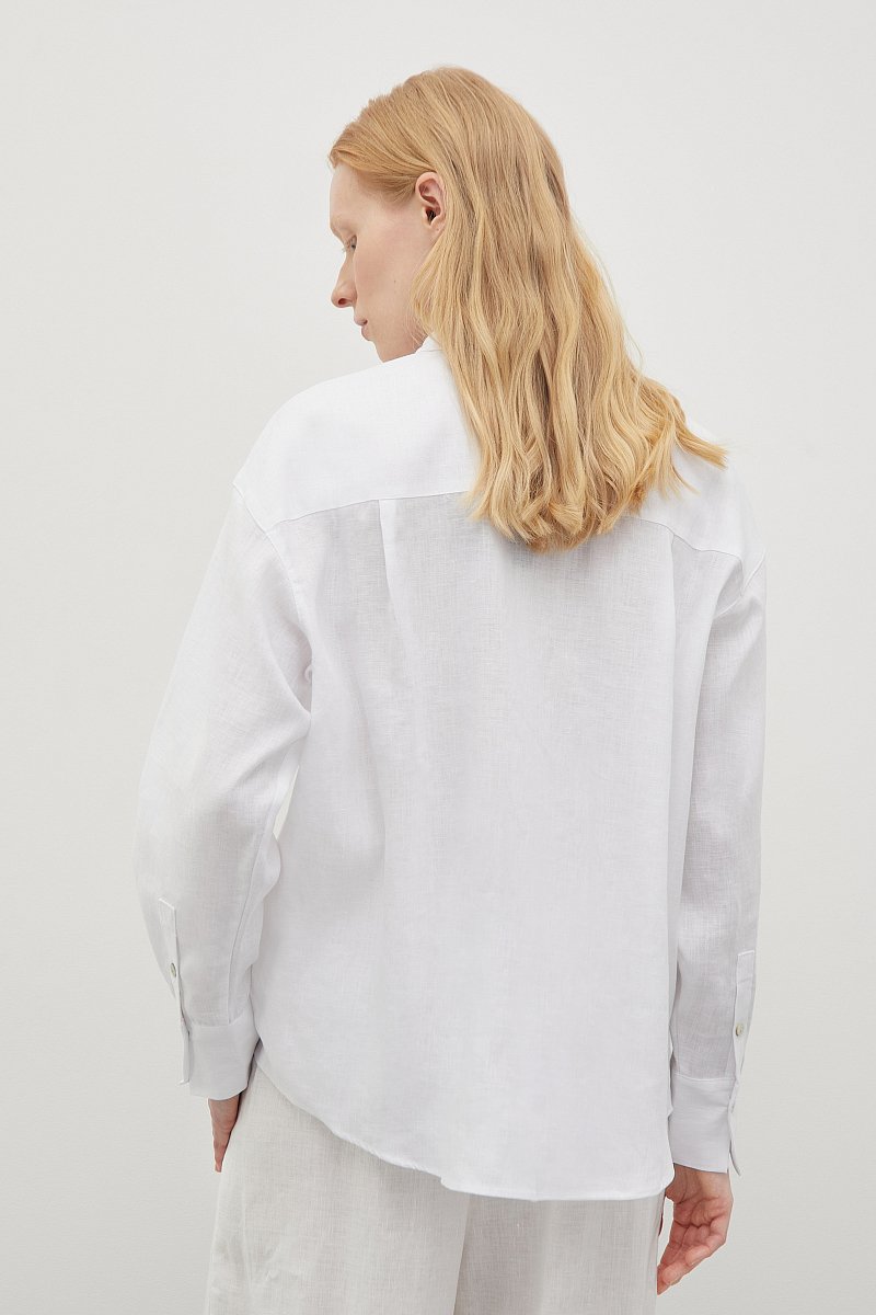 Льняная рубашка oversize силуэта, Модель BAS-100114, Фото №5