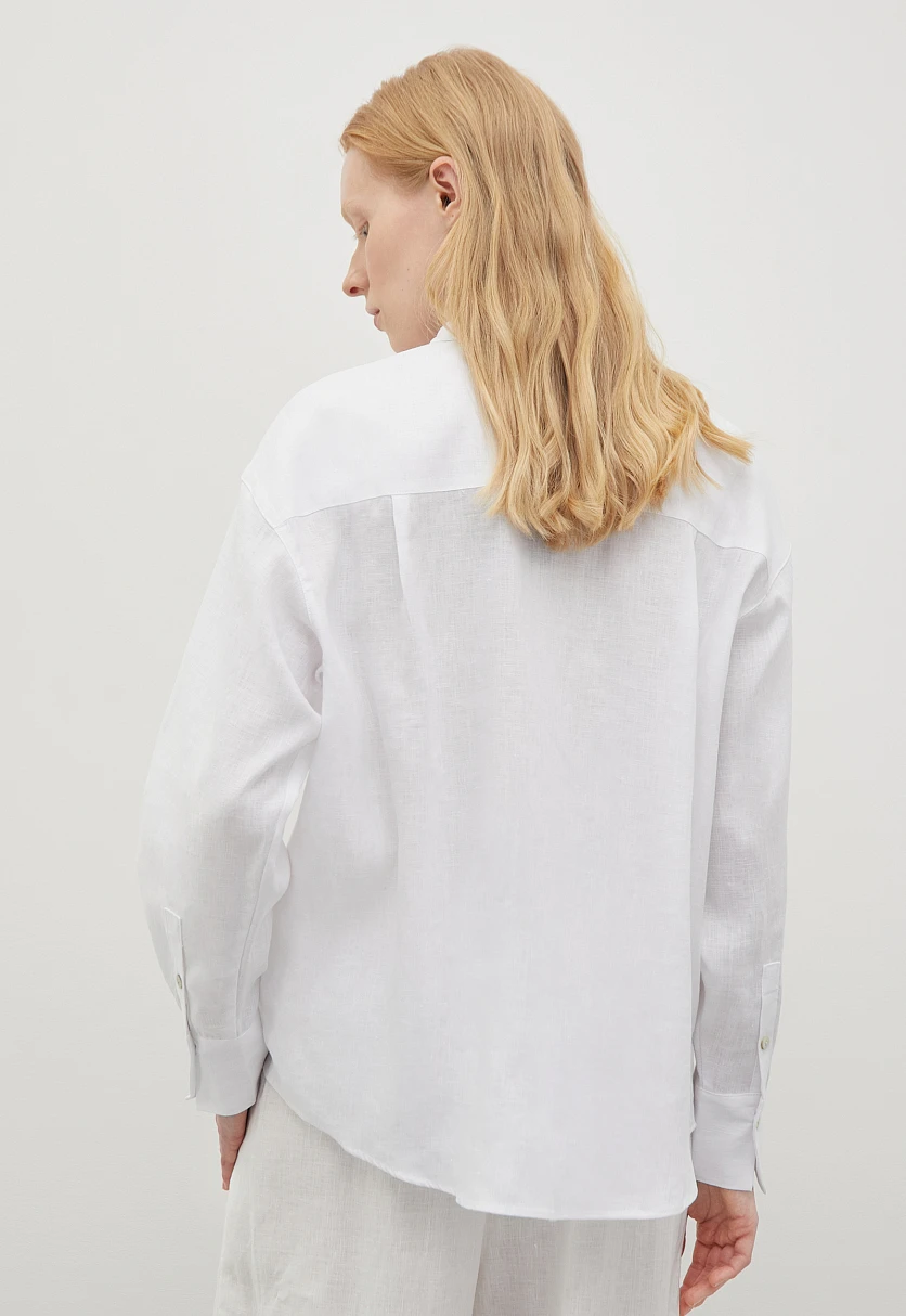 Рубашка oversize силуэта из льна, Модель BAS-100114, Фото №5