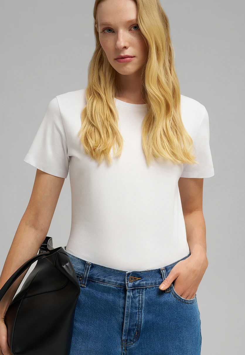 Приталенная футболка из джерси, Модель BAS-100195, Фото №8