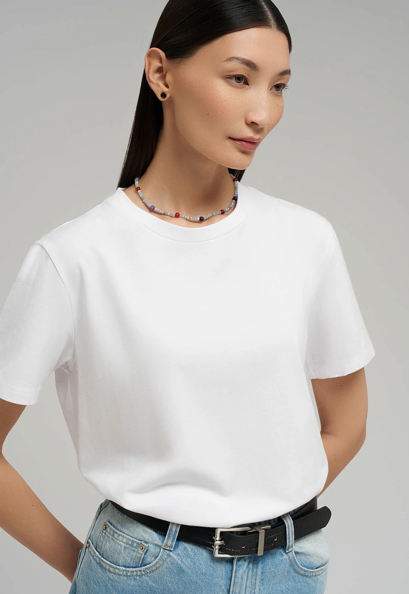 Футболка прямого кроя из джерси, Модель BAS-100197, Фото №5