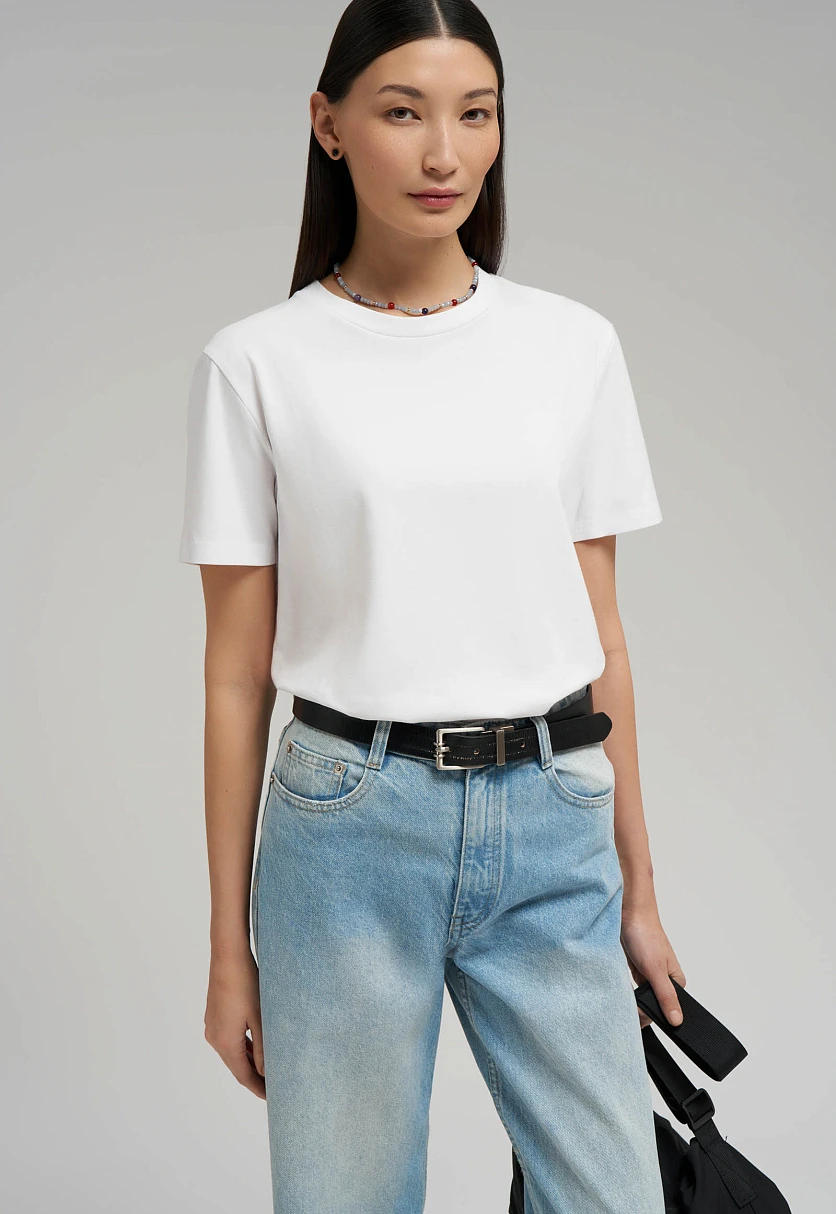 Футболка прямого кроя из джерси, Модель BAS-100197, Фото №6