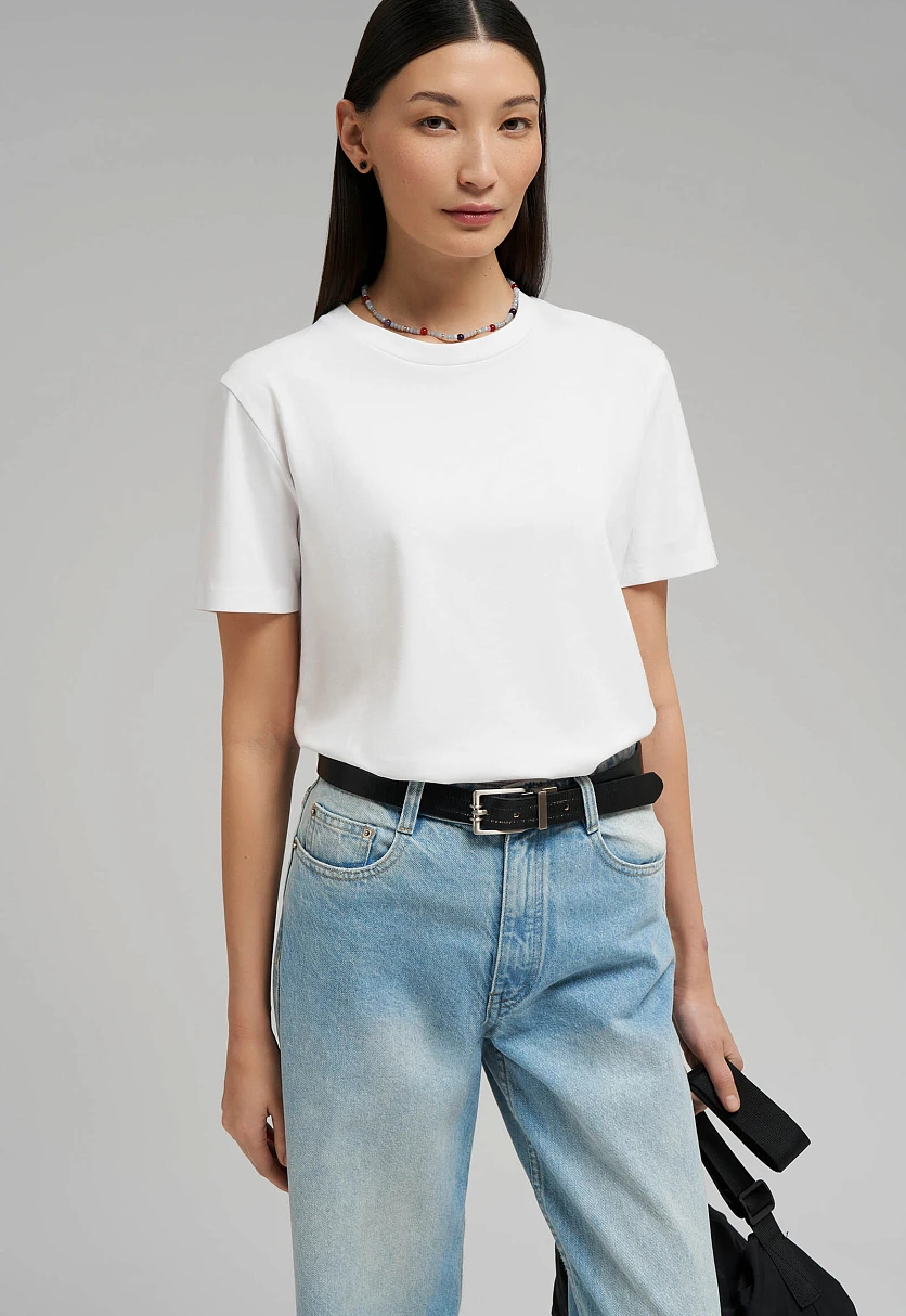 Футболка прямого кроя из джерси, Модель BAS-100197, Фото №5