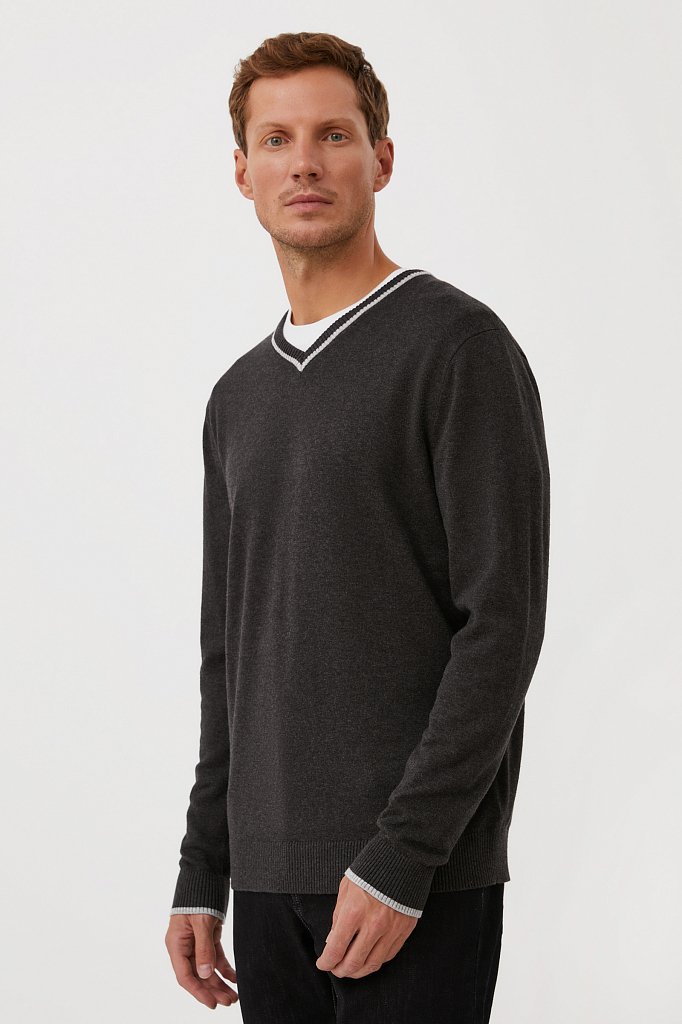 Базовый мужской пуловер прямого силуэта, Модель BAS-20106, Фото №3