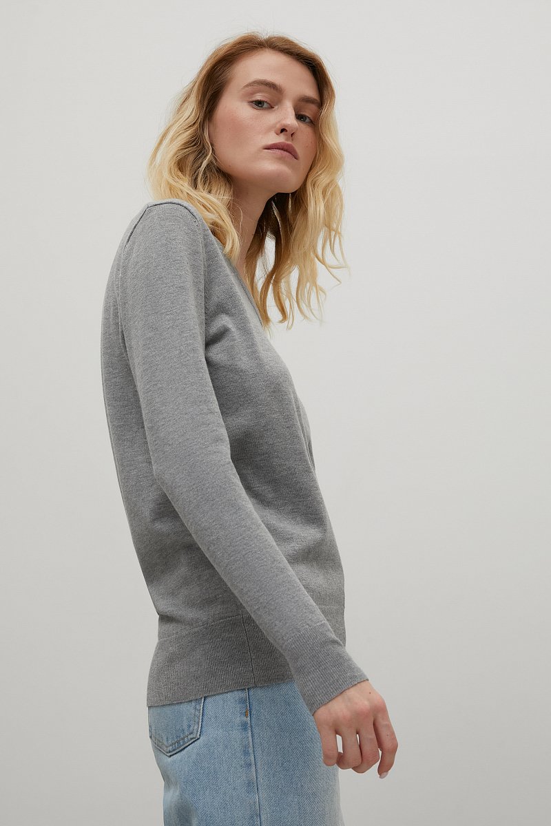 Базовый женский пуловер прямого силуэта с шерстью, Модель BAS-10106, Фото №4