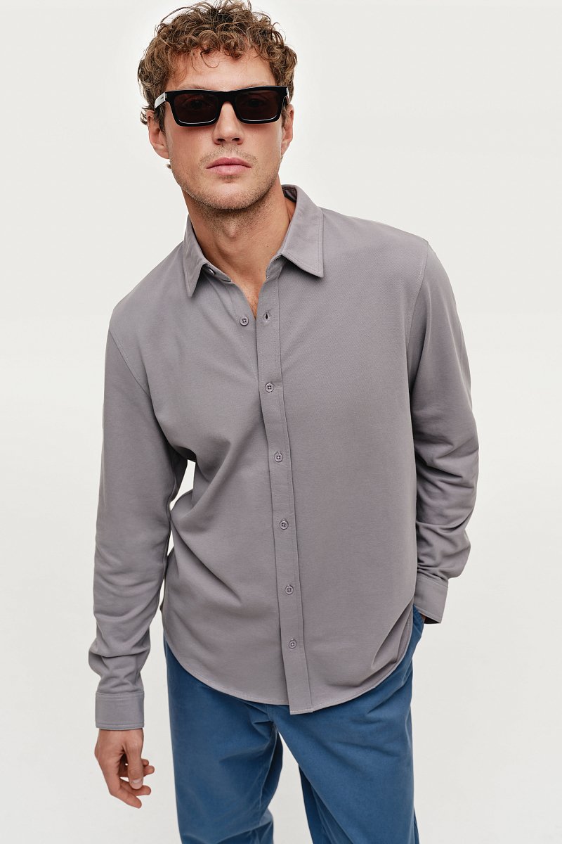 Рубашка мужская с длинным рукавом, Модель BAS-20080, Фото №1