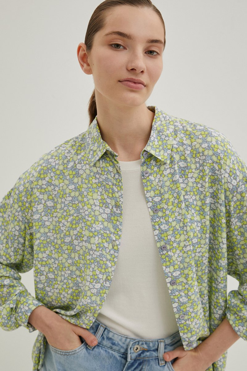 Рубашка женская из вискозы с длинным рукавом, Модель BAS-10040, Фото №3