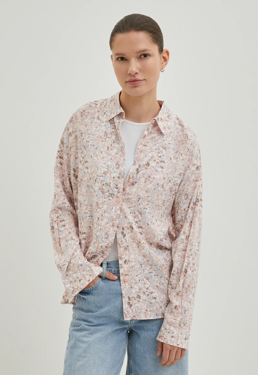 Блузка свободного кроя с отложным воротником, Модель BAS-10040, Фото №1