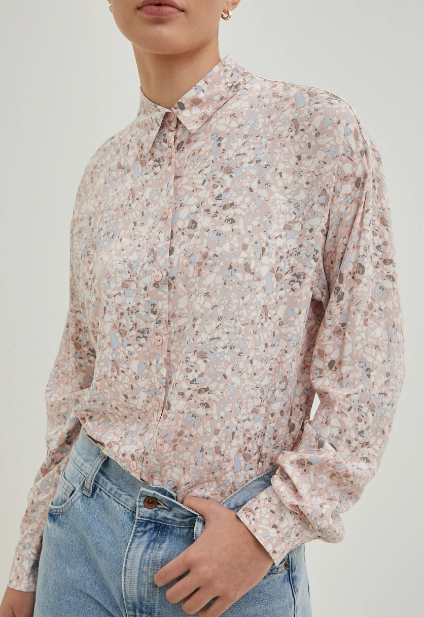 Блузка свободного кроя с отложным воротником, Модель BAS-10040, Фото №3