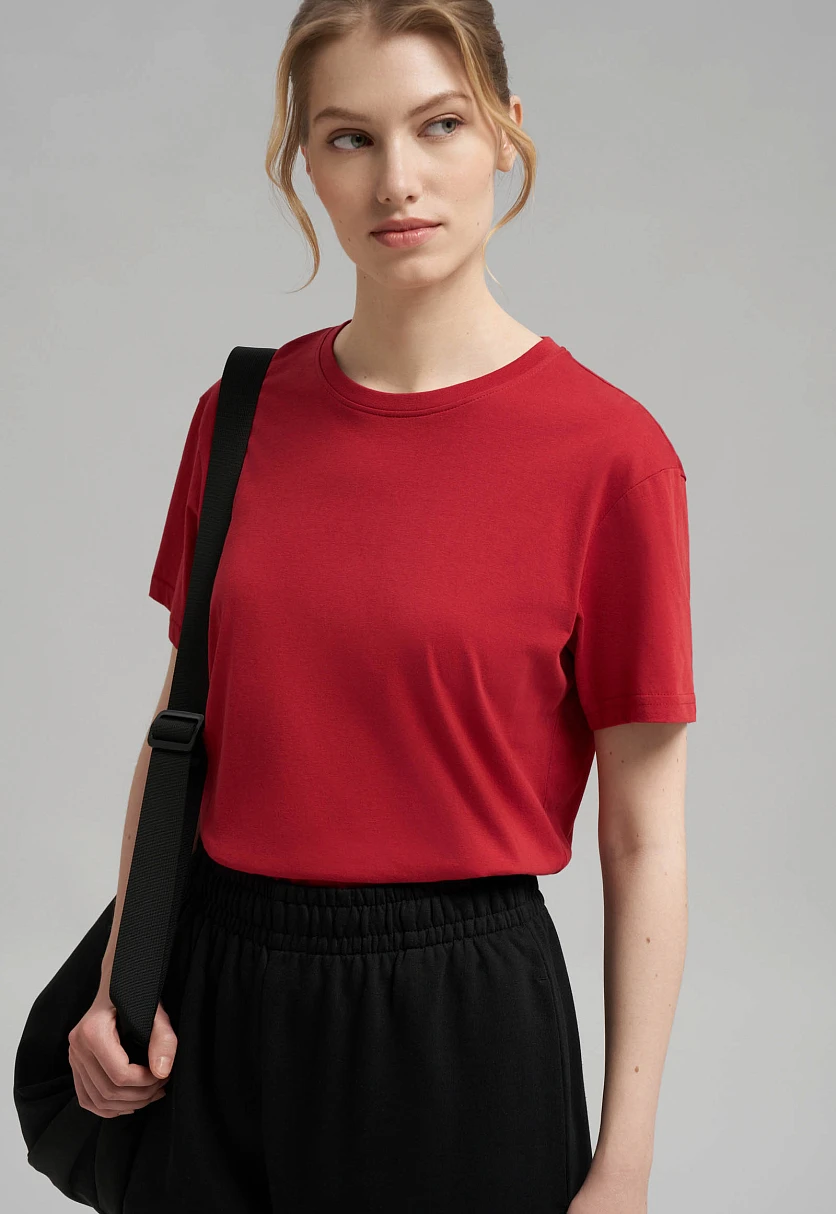 Футболка свободного кроя из хлопкового джерси, Модель BAS-100192, Фото №5