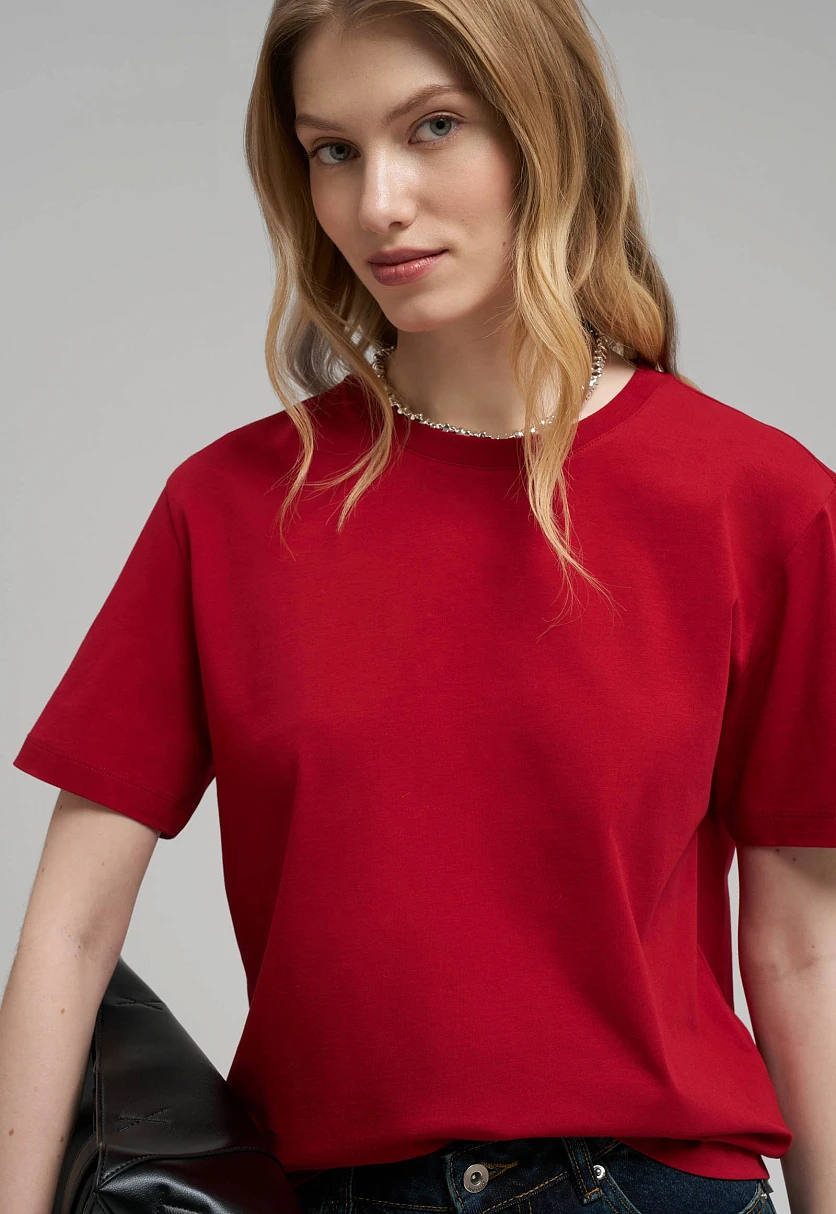 Удлиненная футболка прямого кроя, Модель BAS-100193, Фото №5