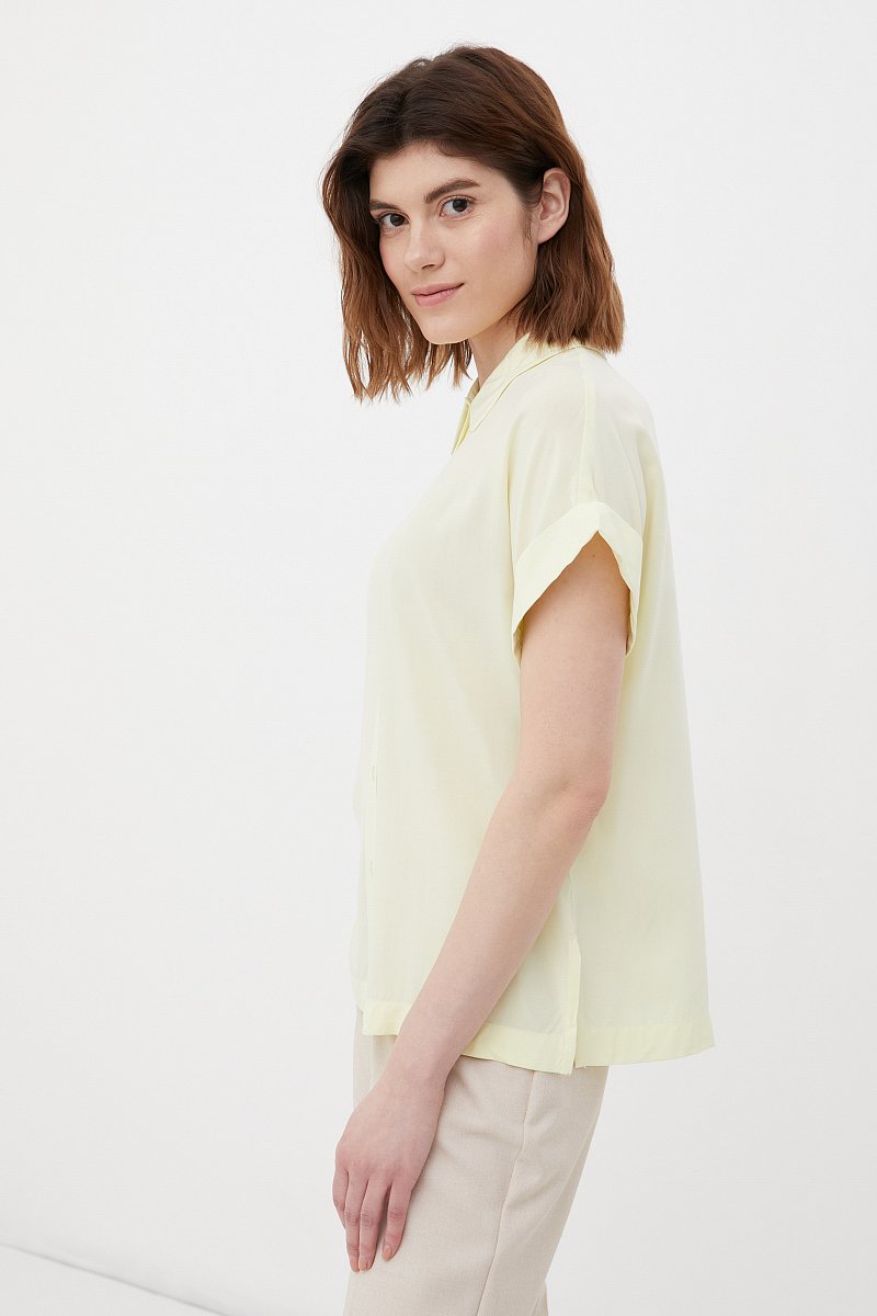 Рубашка женская из вискозы с коротким рукавом, Модель BAS-10041, Фото №3