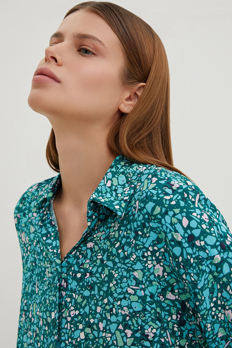 Рубашка женская из вискозы с длинным рукавом, Модель BAS-10040, Фото №6