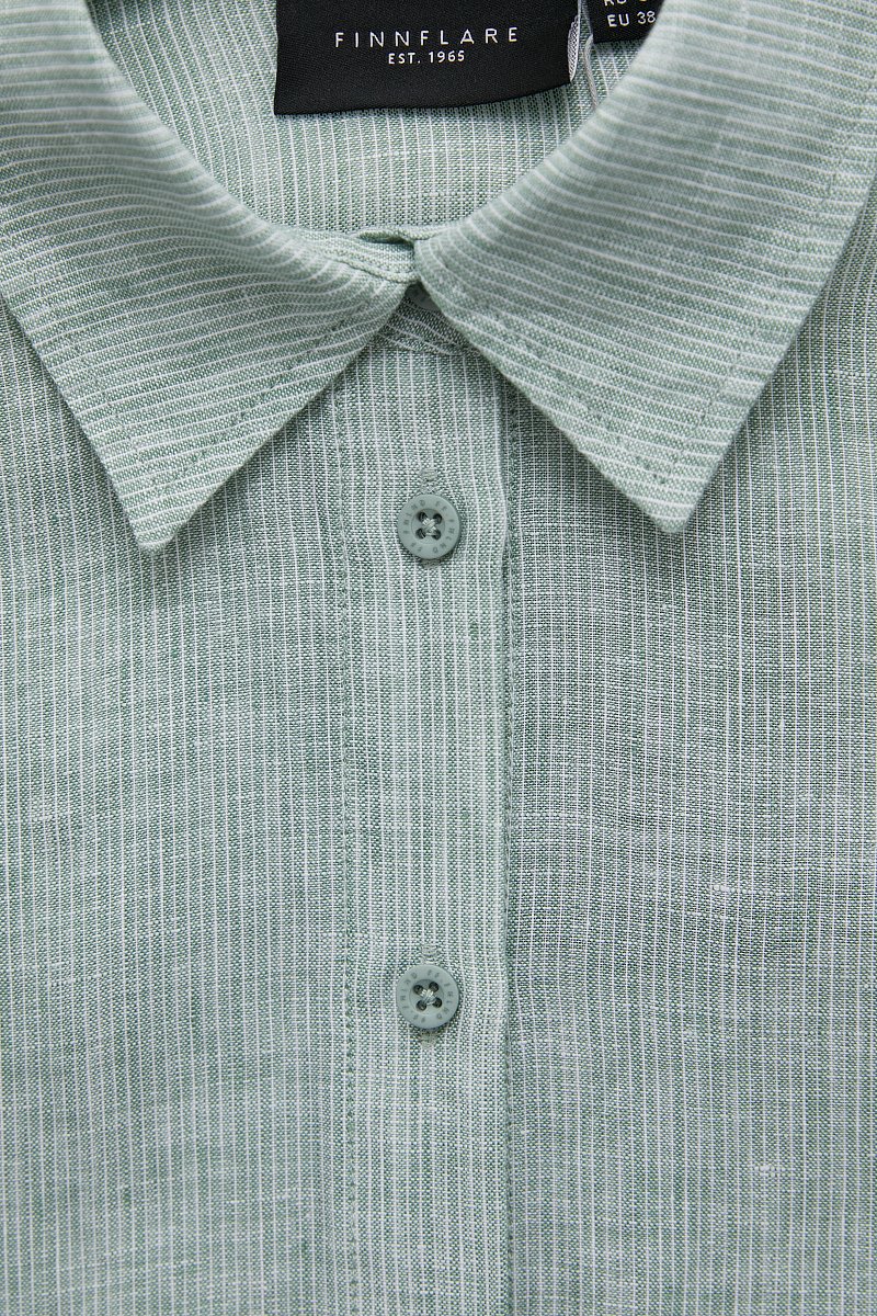 Льняная рубашка с коротким рукавом, Модель BAS-10098, Фото №6