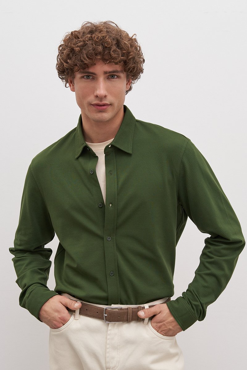 Рубашка мужская с длинным рукавом, Модель BAS-20080, Фото №2