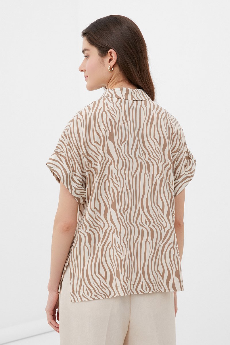 Рубашка женская из вискозы с коротким рукавом, Модель BAS-10041, Фото №4