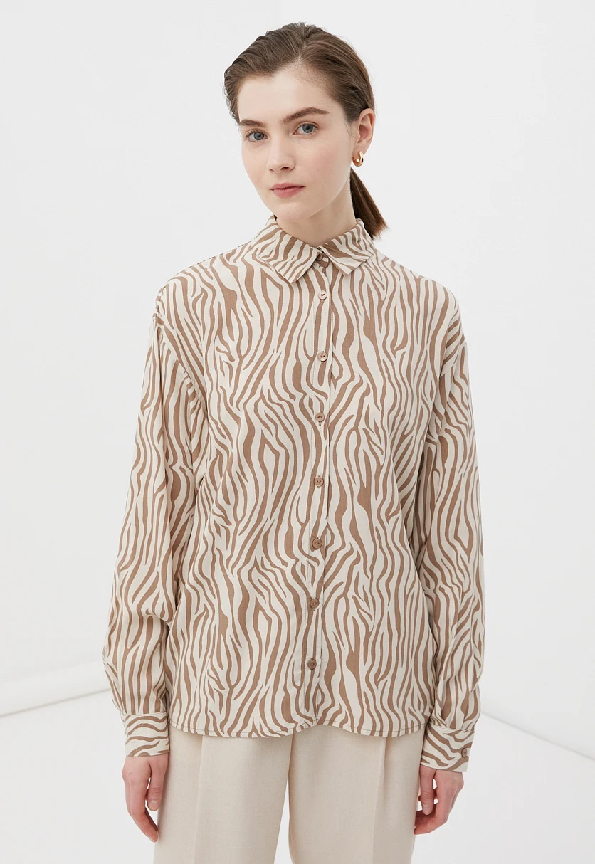 Блузка свободного кроя с отложным воротником, Модель BAS-10040, Фото №1