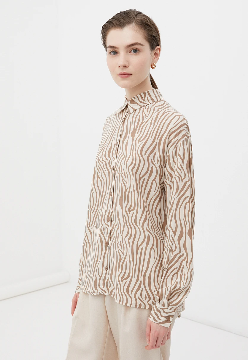 Блузка свободного кроя с отложным воротником, Модель BAS-10040, Фото №3