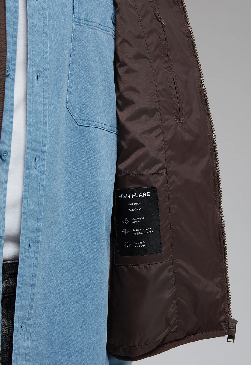 Стеганый пуховый жилет Темно-коричневый BAS-20053Купить в интернет-магазине FINN FLARE, предосмотр фото №9 Стеганый пуховый жилет, Модель BAS-20053, Фото №9