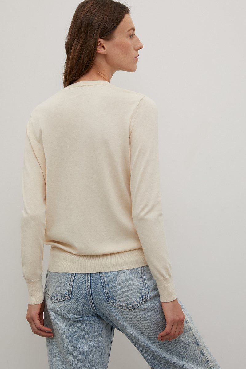 Базовый женский пуловер прямого силуэта с шерстью, Модель BAS-10106, Фото №5