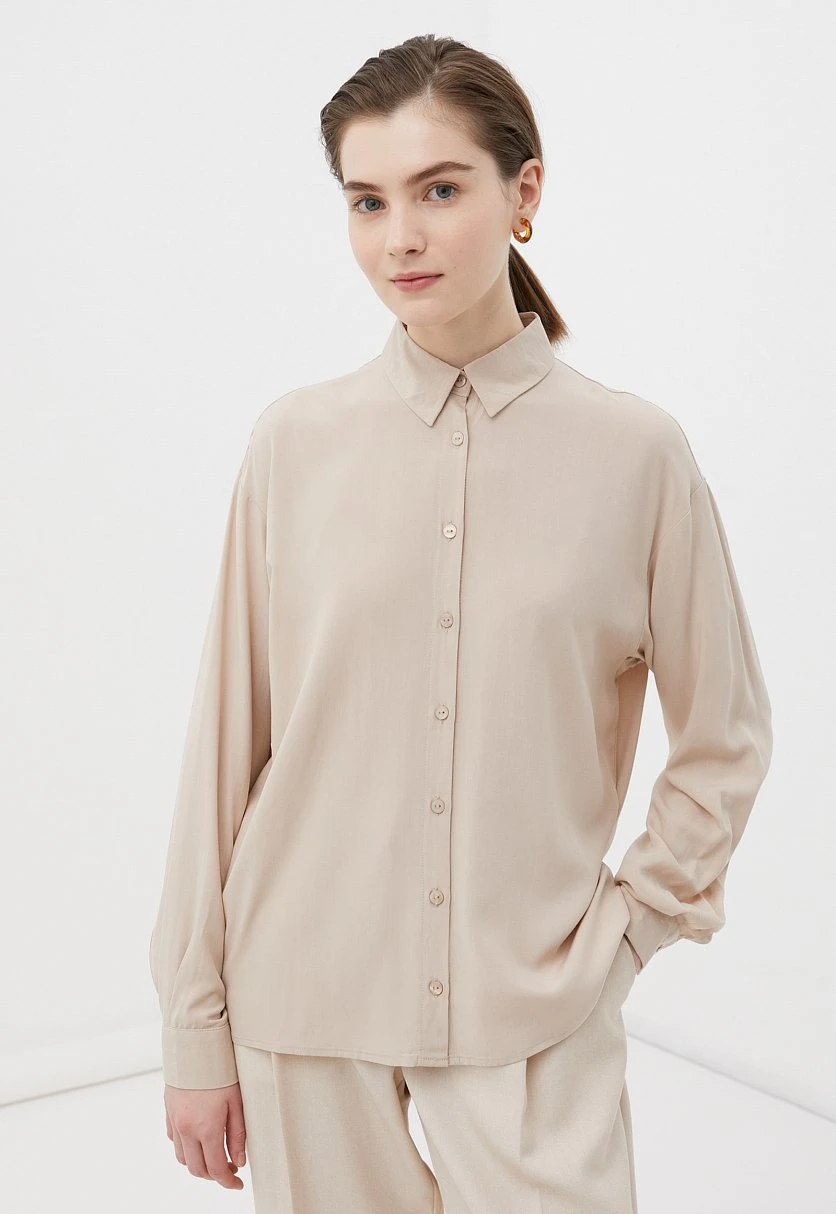 Блузка свободного кроя с отложным воротником, Модель BAS-10040, Фото №1