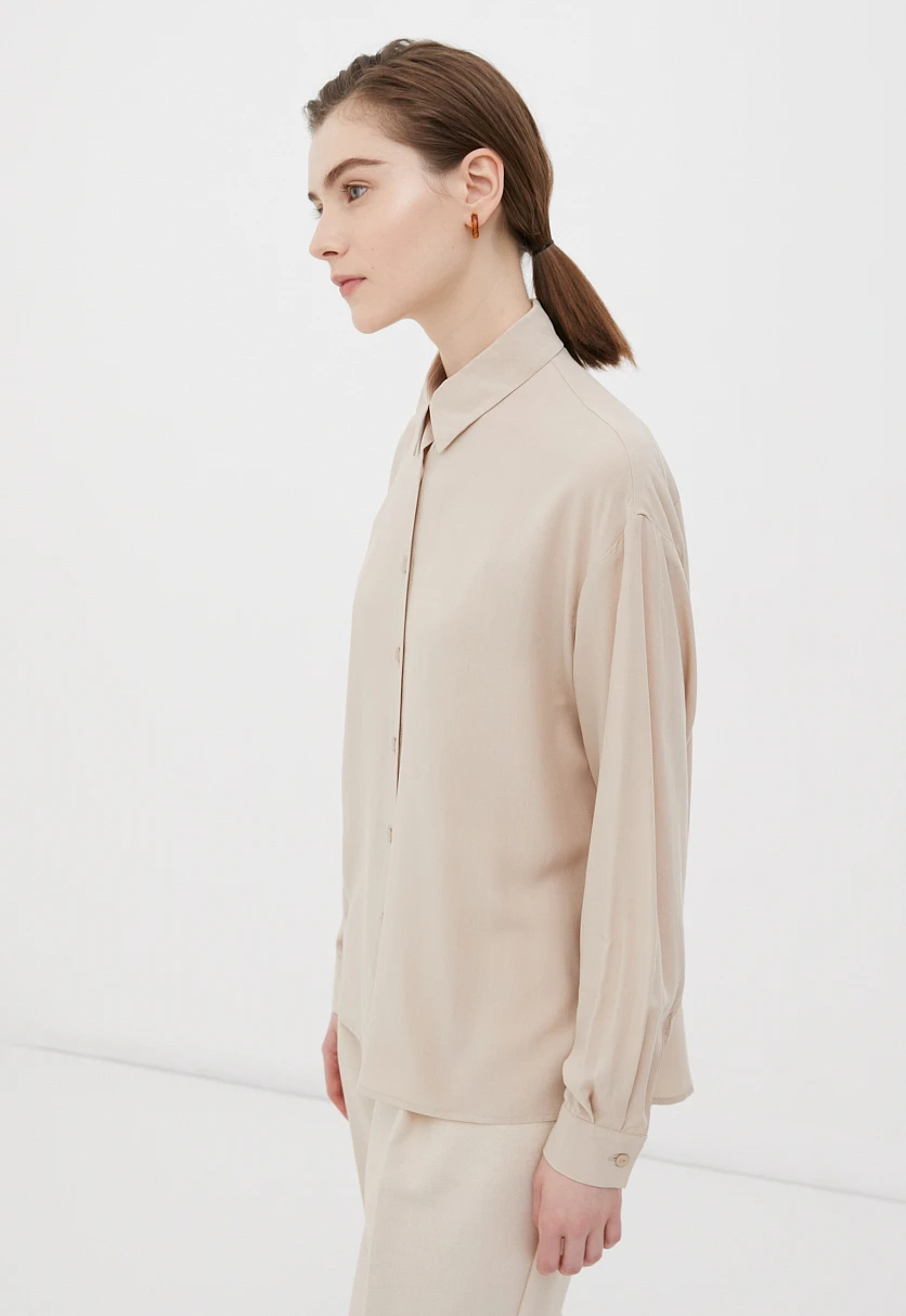 Блузка свободного кроя с отложным воротником, Модель BAS-10040, Фото №3