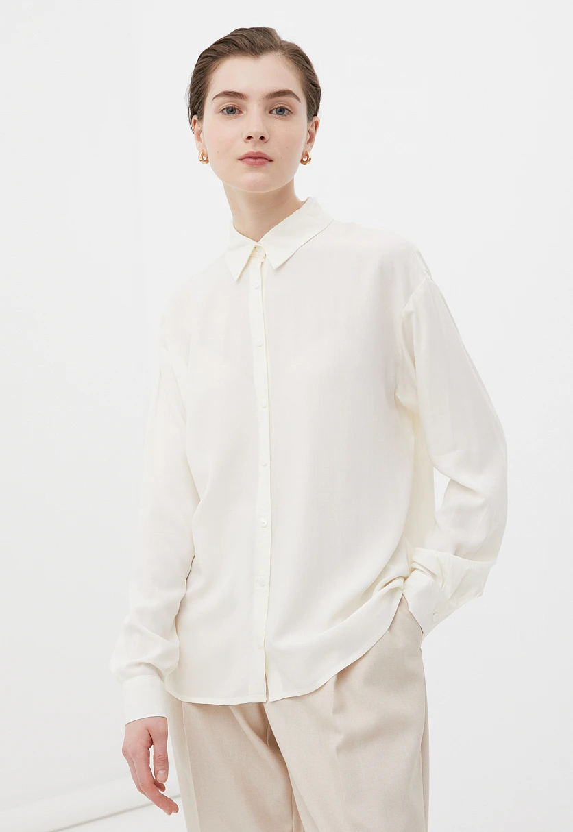 Блузка свободного кроя с отложным воротником, Модель BAS-10040, Фото №1