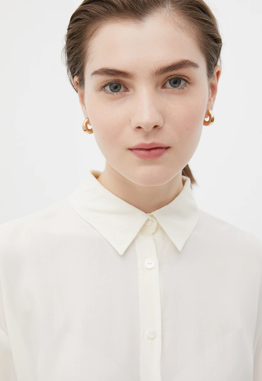 Блузка свободного кроя с отложным воротником, Модель BAS-10040, Фото №5