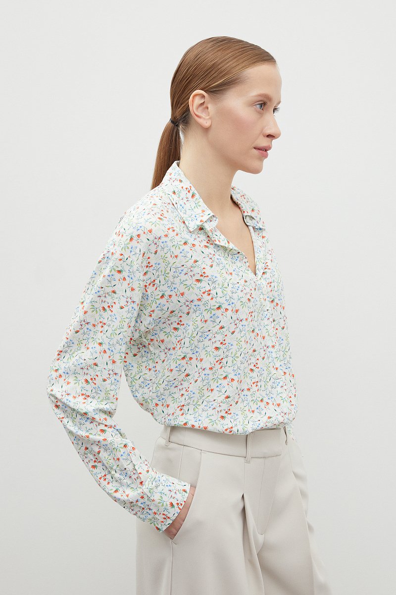 Рубашка женская из вискозы с длинным рукавом, Модель BAS-10040, Фото №4