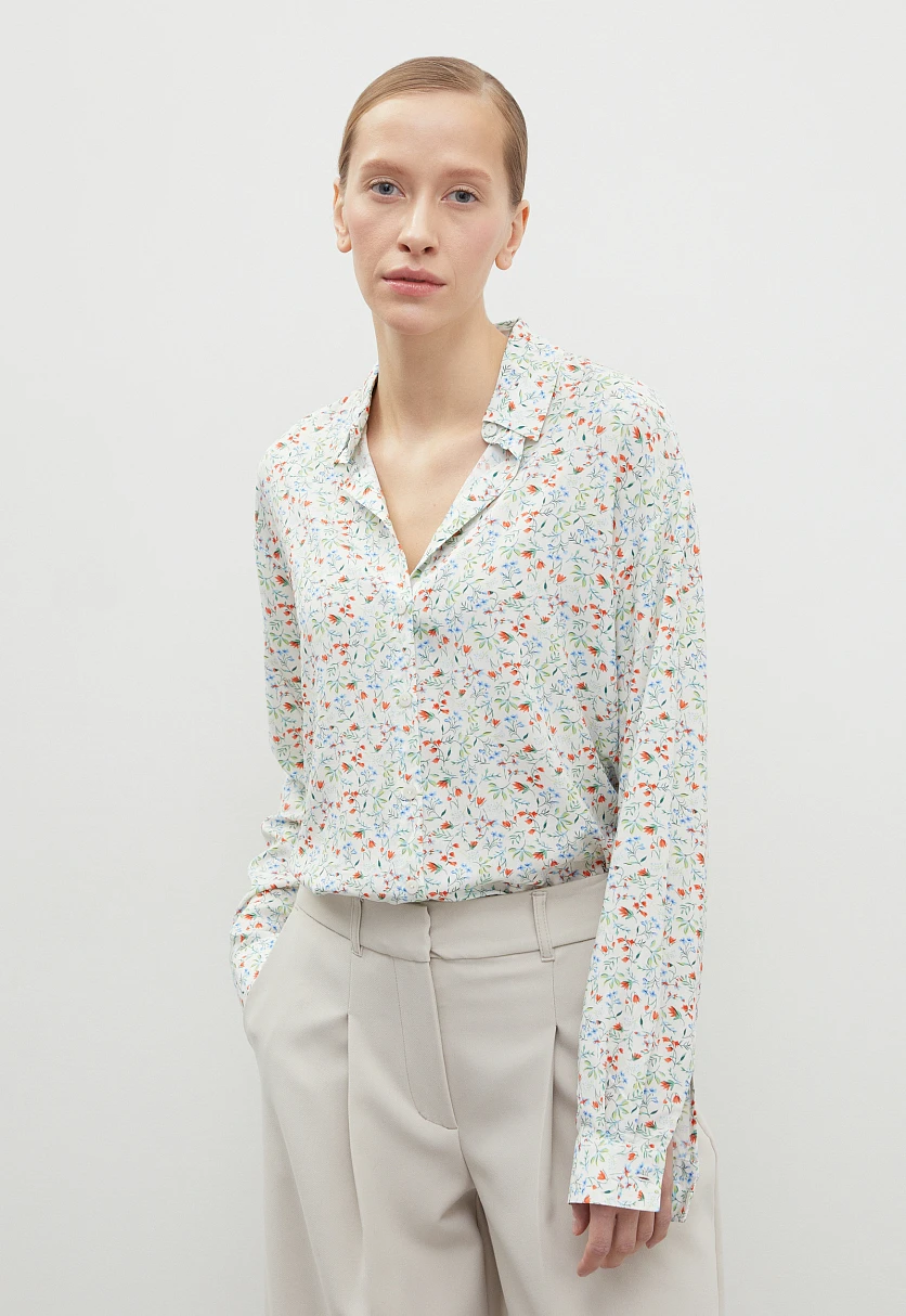 Блузка свободного кроя с отложным воротником, Модель BAS-10040, Фото №1