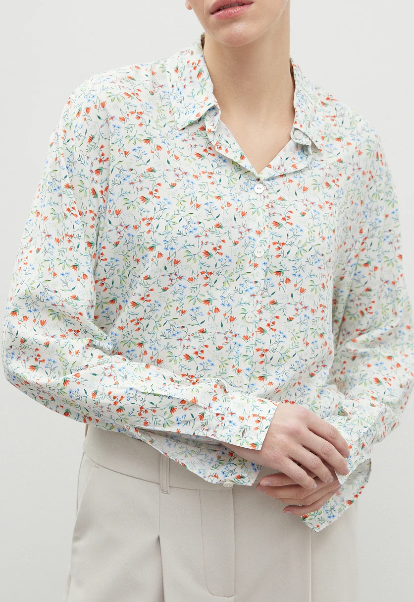 Блузка свободного кроя с отложным воротником, Модель BAS-10040, Фото №3