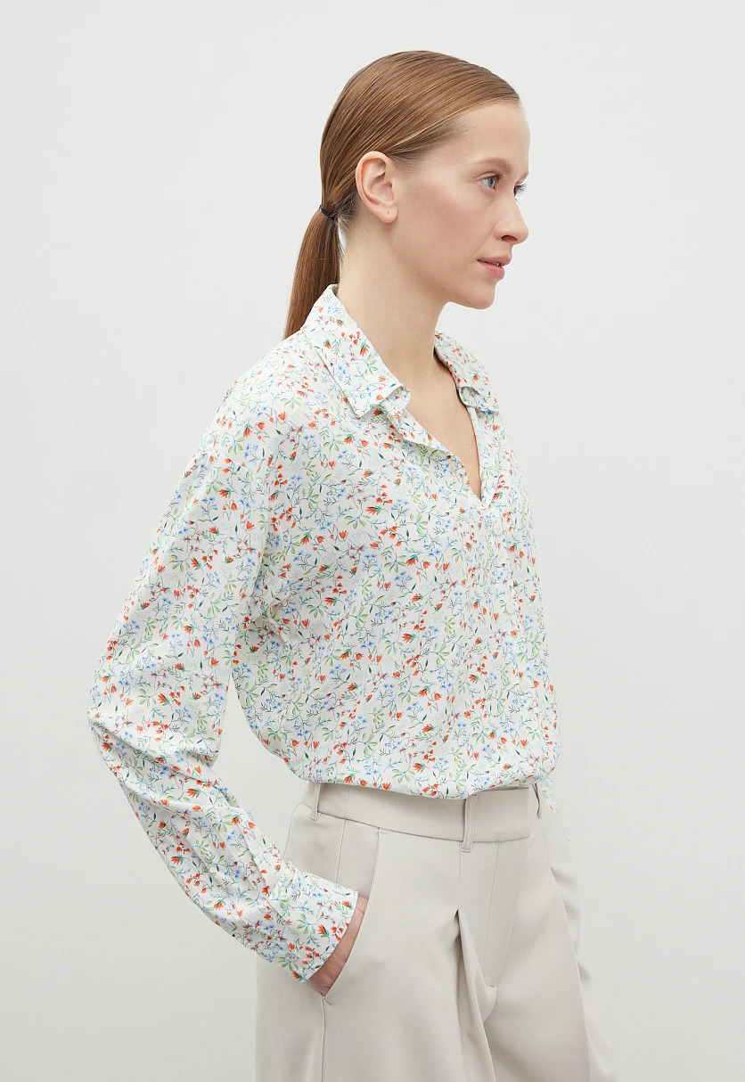 Блузка свободного кроя с отложным воротником, Модель BAS-10040, Фото №4