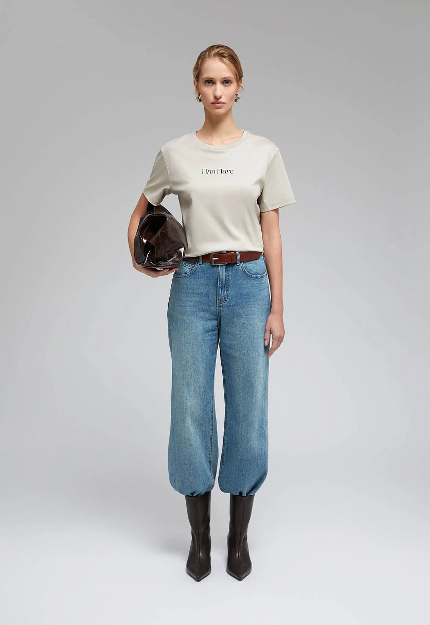 Футболка из мерсеризованного хлопка с принтом, Модель BAS-100189, Фото №1