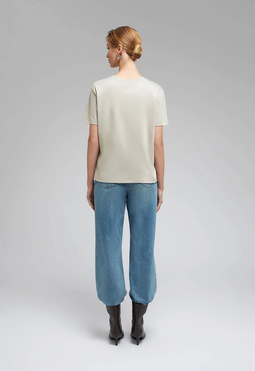 Футболка из мерсеризованного хлопка с принтом, Модель BAS-100189, Фото №3