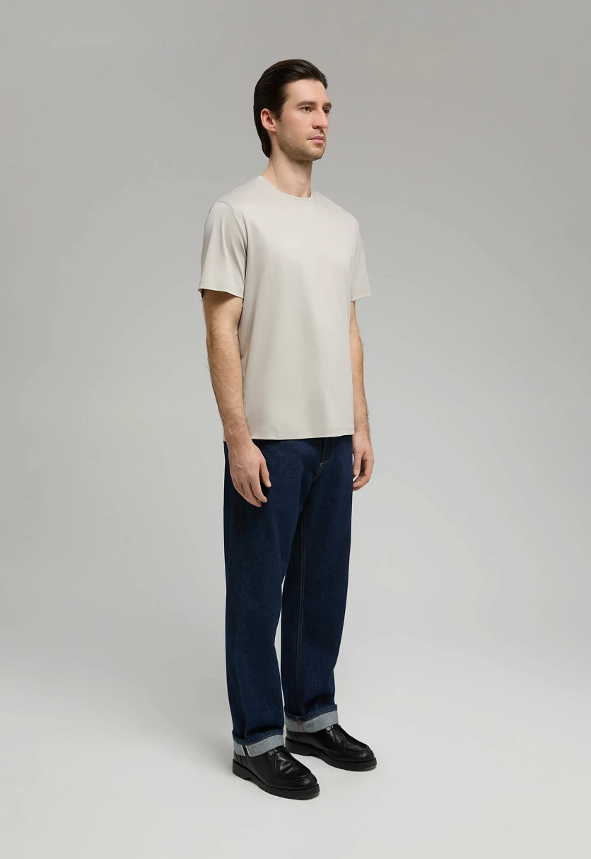 Футболка из хлопка прямого кроя Серо-бежевый BAS-200121Купить в интернет-магазине FINN FLARE, предосмотр фото №2 Футболка из хлопка прямого кроя, Модель BAS-200121, Фото №2