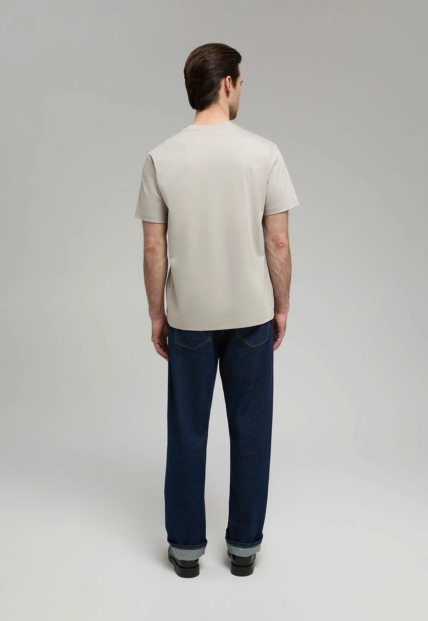 Футболка из хлопка прямого кроя Серо-бежевый BAS-200121Купить в интернет-магазине FINN FLARE, предосмотр фото №3 Футболка из хлопка прямого кроя, Модель BAS-200121, Фото №3