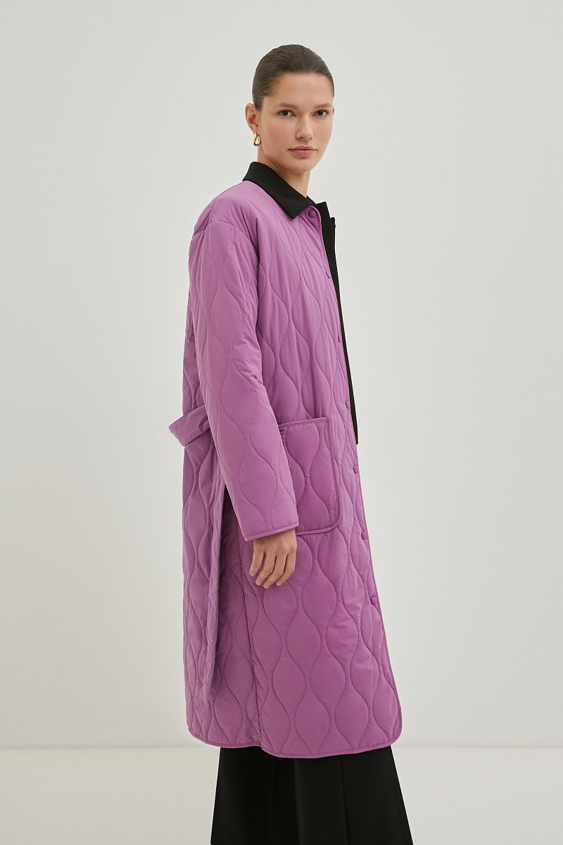 Пальто свободного силуэта с поясом, Модель BAS-100118, Фото №4