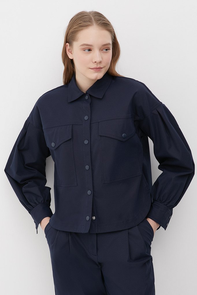 Рубашка женская c объемными рукавами и карманами, Модель FAB11009, Фото №1