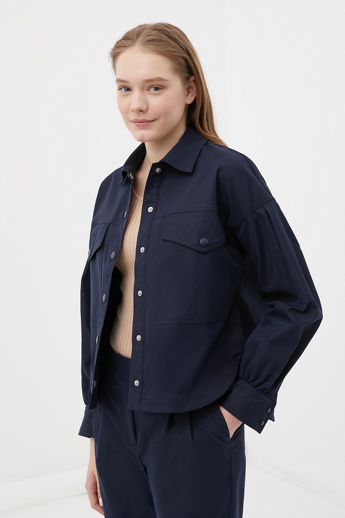Рубашка женская c объемными рукавами и карманами, Модель FAB11009, Фото №3