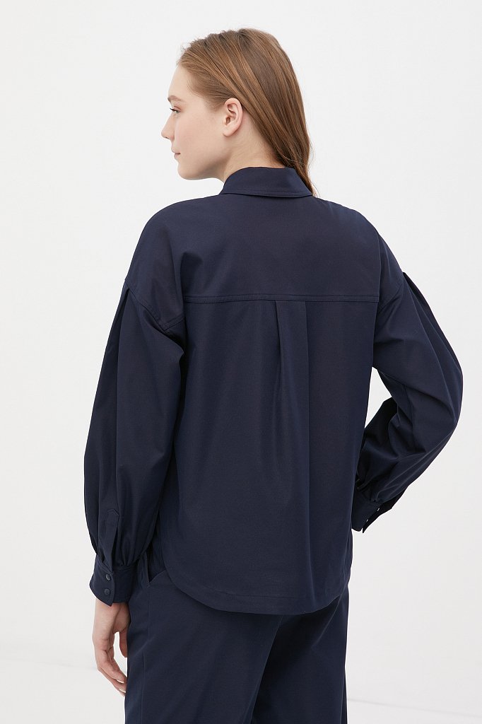 Женская рубашка c объемными рукавами и карманами, Модель FAB11009, Фото №4