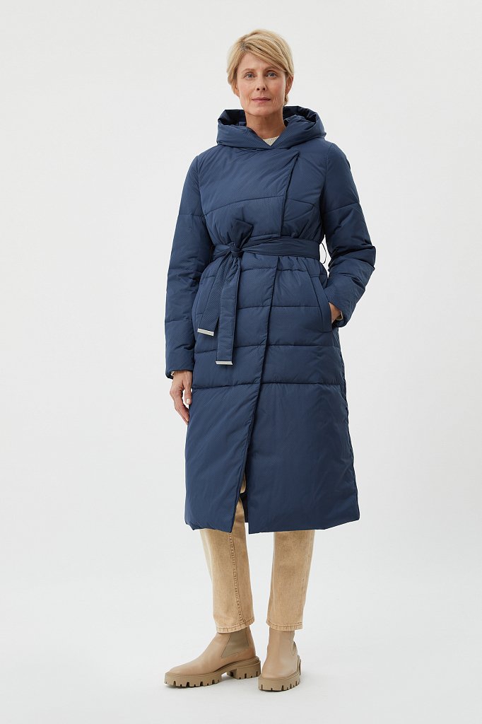 Утепленное пальто с поясом на талии, Модель FAB110217, Фото №1