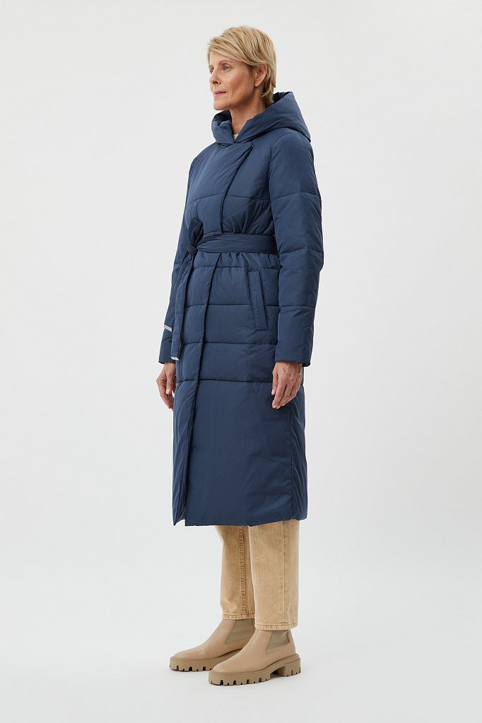 Утепленное пальто с поясом на талии, Модель FAB110217, Фото №3