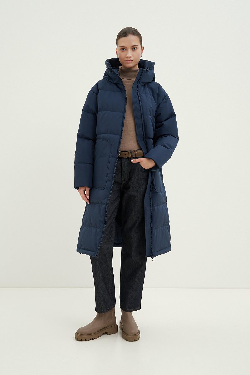 Пуховое женское пальто свободного кроя, Модель FAB11086, Фото №2