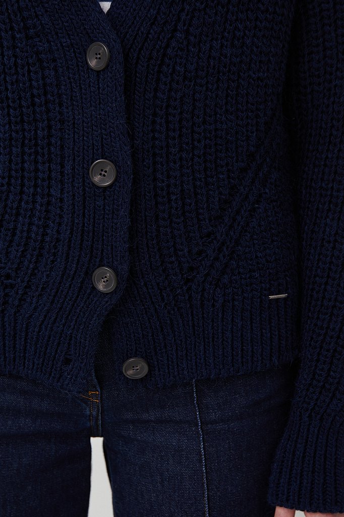 Кардиган женский крупной вязки с шерстью, Модель FAB111107, Фото №5