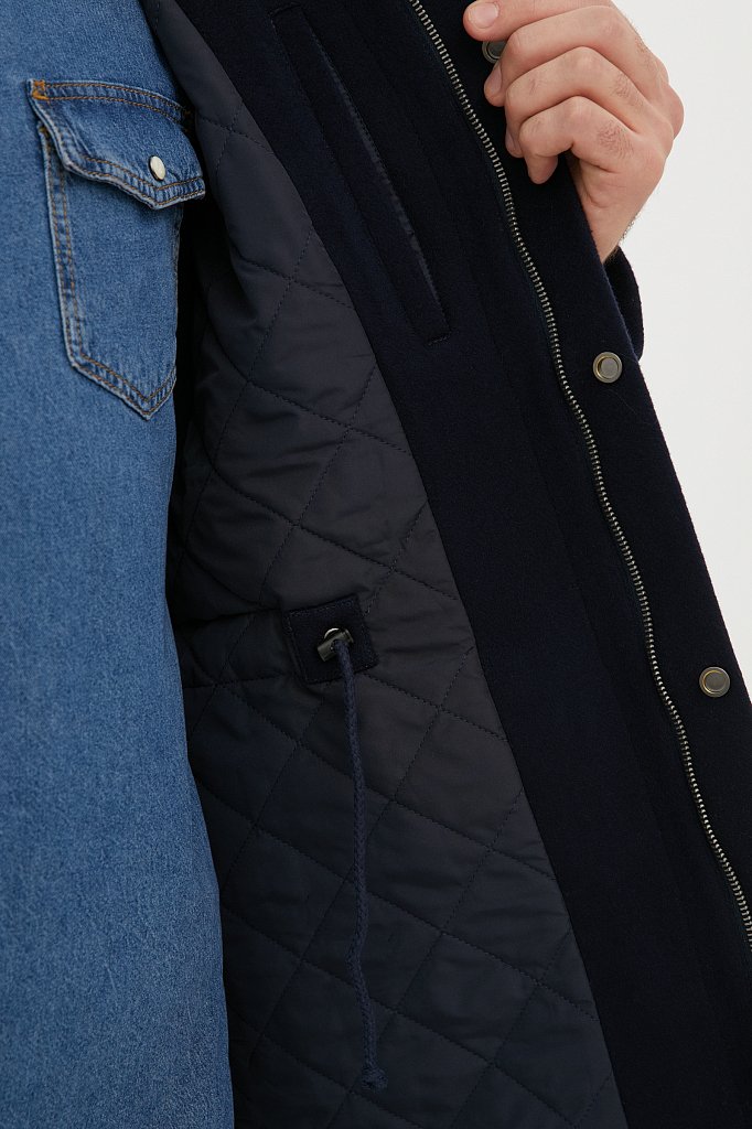 Технологичное утепленное мужское пальто с шерстью, Модель FAB21005, Фото №4