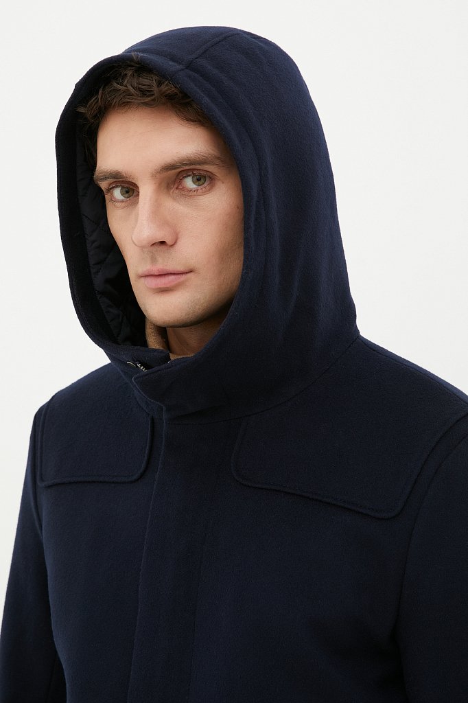Технологичное утепленное мужское пальто с шерстью, Модель FAB21005, Фото №6