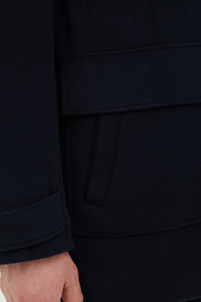 Технологичное утепленное мужское пальто с шерстью, Модель FAB21005, Фото №7