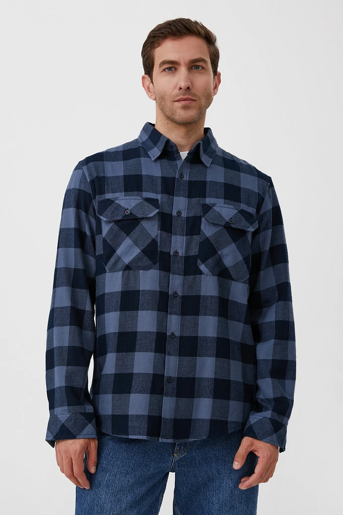 Базовая мужская рубашка в крупную клетку oversize, Модель FAB21057, Фото №1