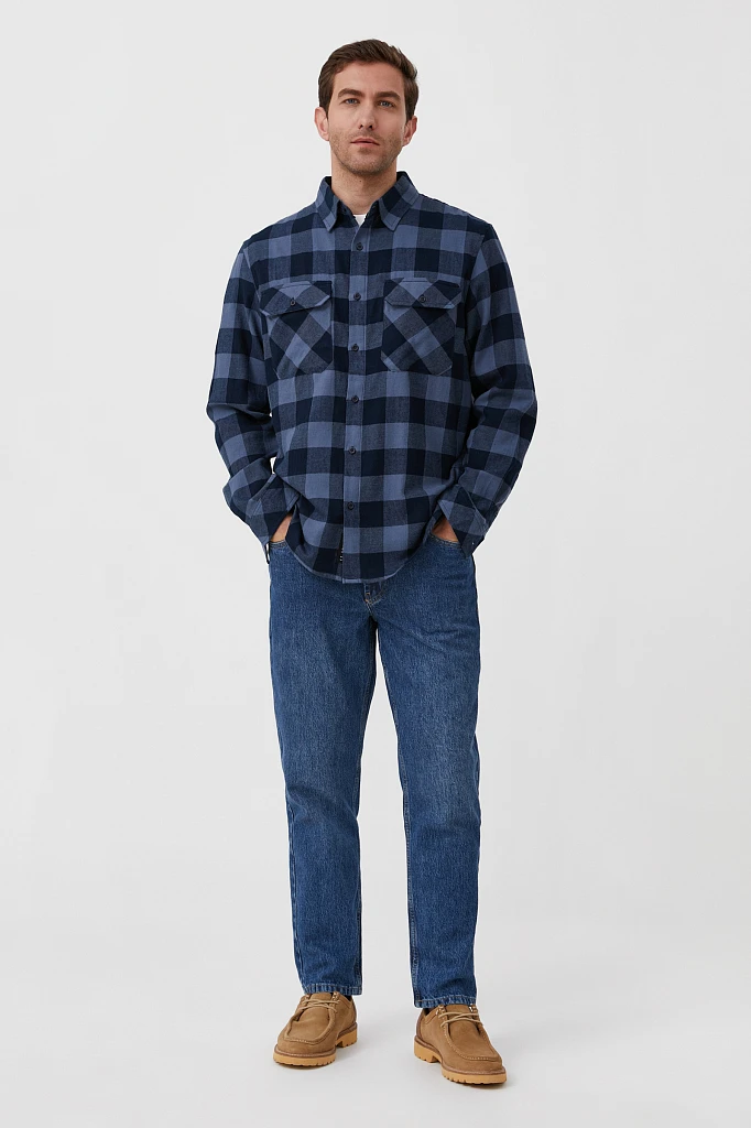Базовая мужская рубашка в крупную клетку oversize, Модель FAB21057, Фото №2
