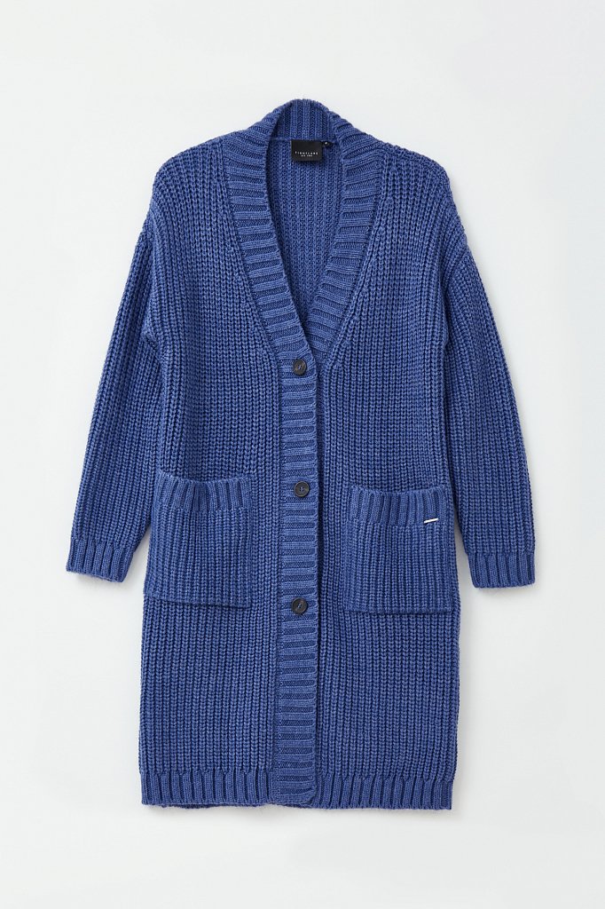 Трикотажное женское пальто крупной вязки с шерстью, Модель FAB111104, Фото №7