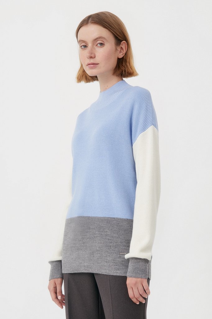 Женский джемпер с шерстью в стиле color block, Модель FAB11114, Фото №3